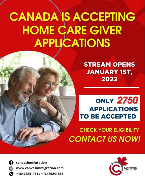 CANADA IS ACCEPTING HOME CARE GIVER APPLICATIONS 🌟
Application streams open from January 1st, 2022. Only 2750 applications to be accepted. ✅Get your assessment done today and contact Canvas Immigration for more information today!!

☎️: +16478241151 / +16476241151
📩: infocanvasimmigration.com
🌐: www.canvasimmigration.com
•
•
•
•
•
•
•

canadaimmigration canada immigration canadavisa expressentry canadapr studyincanada visa immigrationconsultant workpermit pnp ielts studyabroad studyvisa immigrationlawyer expressentrycanada studentvisa permanentresidency immigratetocanada toronto immigrationcanada migratetocanada canadaexpressentry immigrationtocanada settleincanada prvisa covid immigrationconsultants canadaworkpermit