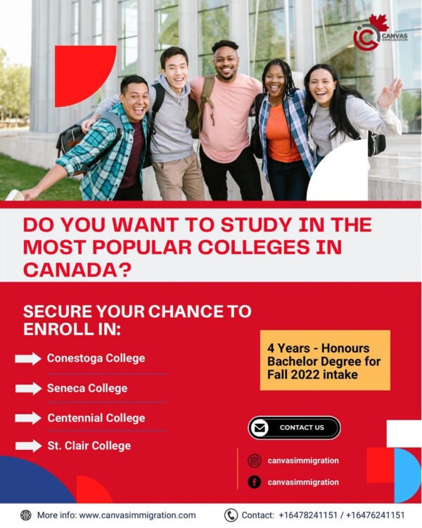 Do you also dream to pursue your education in one of Canada’s top colleges? ✅‼️Don’t miss out on this opportunity and secure your seat in these 4 colleges:
1. Conestoga College 
2. Seneca College 
3. Centennial College
4. St. Clair College 

Connect with Canvas Immigration today to smoothen your process of applying and availing scholarships!

☎️: +16478241151 / +16476241151
📩: infocanvasimmigration.com
🌐: www.canvasimmigration.com
•
•
•
•
•
•
•

canadaimmigration canada immigration canadavisa expressentry canadapr studyincanada visa immigrationconsultant workpermit pnp ielts studyabroad studyvisa immigrationlawyer expressentrycanada studentvisa permanentresidency immigratetocanada toronto immigrationcanada migratetocanada canadaexpressentry immigrationtocanada settleincanada prvisa covid immigrationconsultants canadaworkpermit