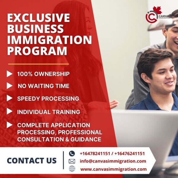 Exclusive Business Immigration Program Canada! 🇨🇦The following program includes:
— 100% ownership 
— No waiting time 
— Speedy processing 
— Individual training 
— Complete application processing, professional consultation and guidance 

Get your assessment done today and contact Canvas Immigration for more information today! ✅👏

☎️: +16478241151 / +16476241151
📩: infocanvasimmigration.com
🌐: www.canvasimmigration.com
•
•
•
•
•
•
•

canadaimmigration canada immigration canadavisa expressentry canadapr studyincanada visa immigrationconsultant workpermit pnp ielts studyabroad studyvisa immigrationlawyer expressentrycanada studentvisa permanentresidency immigratetocanada toronto immigrationcanada migratetocanada canadaexpressentry immigrationtocanada settleincanada prvisa covid immigrationconsultants canadaworkpermit